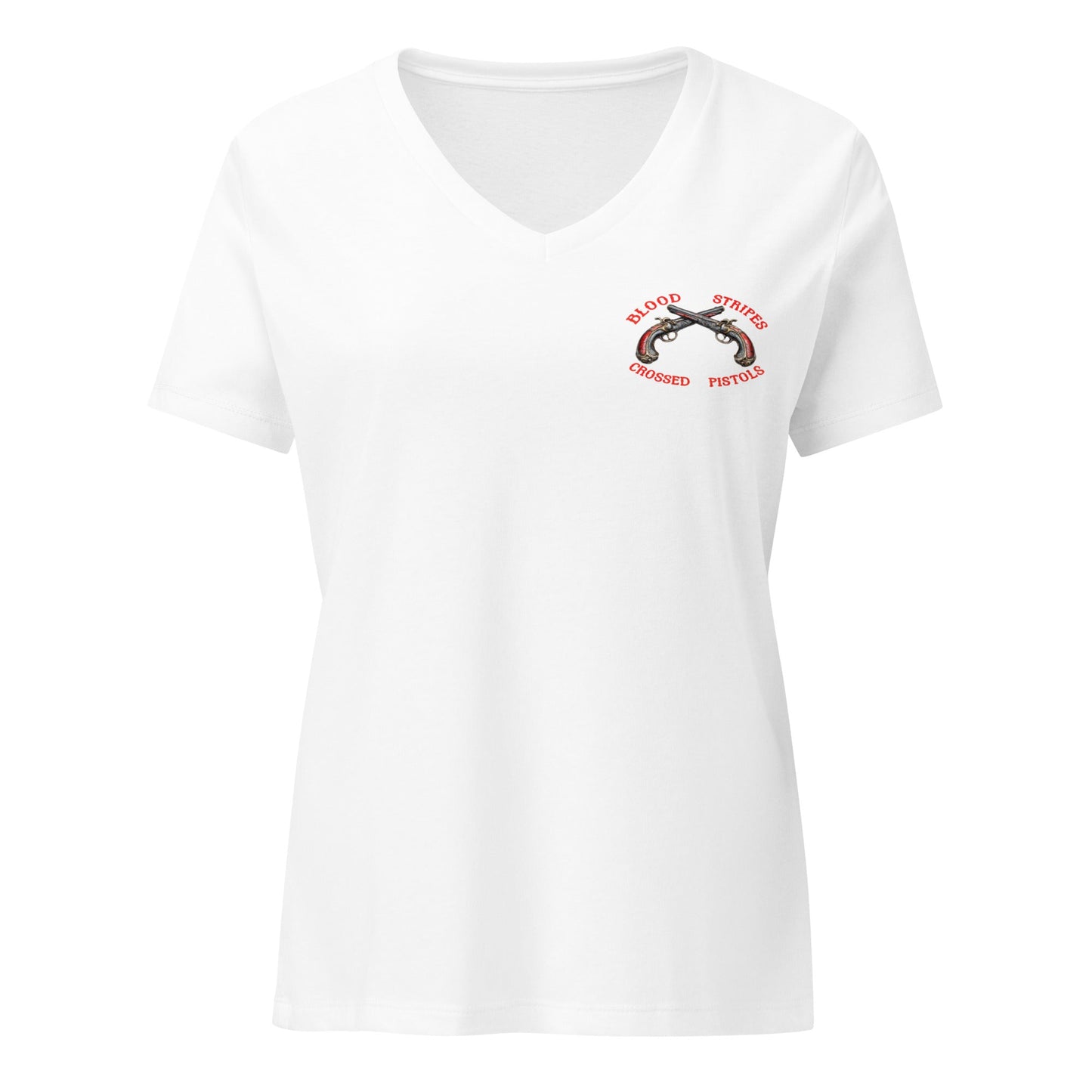 Blood Stripes Crossed Pistols | Women’s Relaxed V - Neck T-shirt - Smith's Tees