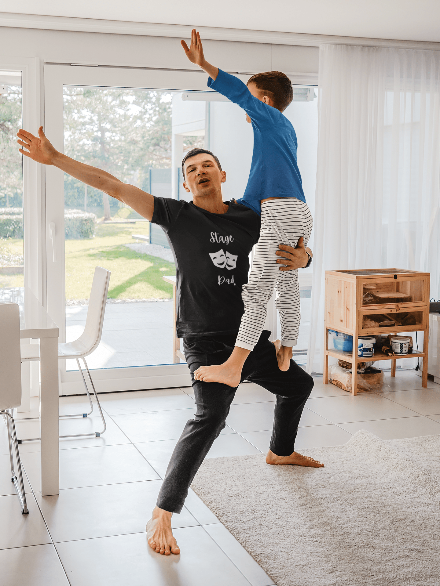 Proud Stage Dad T-Shirt - Black/White - Men's - Smith's Tees