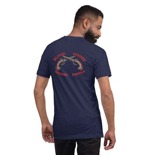 Blood Stripes Crossed Pistols | Back Graphic | Unisex - Smith's Tees