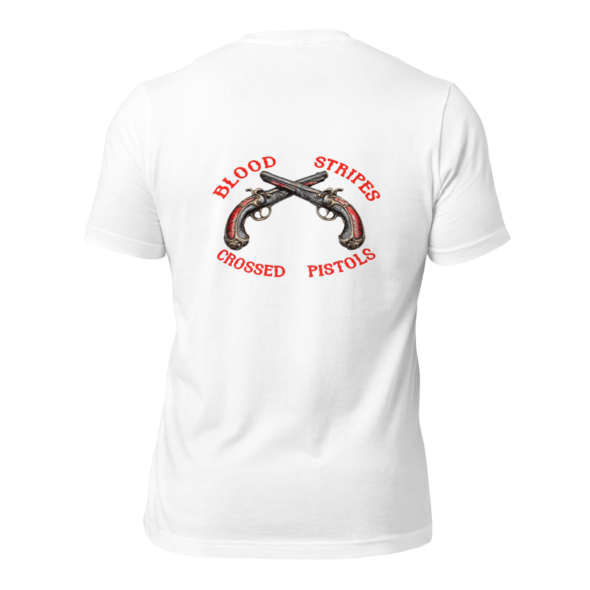 Blood Stripes Crossed Pistols | Back Graphic | Unisex - Smith's Tees