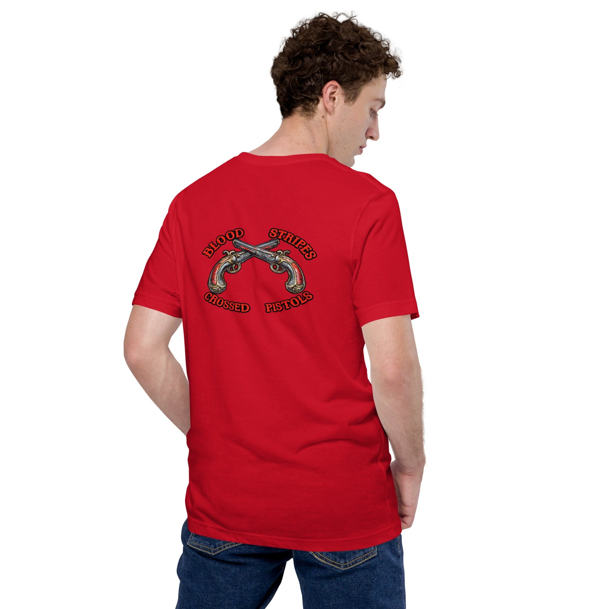 Blood Stripes Crossed Pistols | Back Graphic | Unisex - Smith's Tees