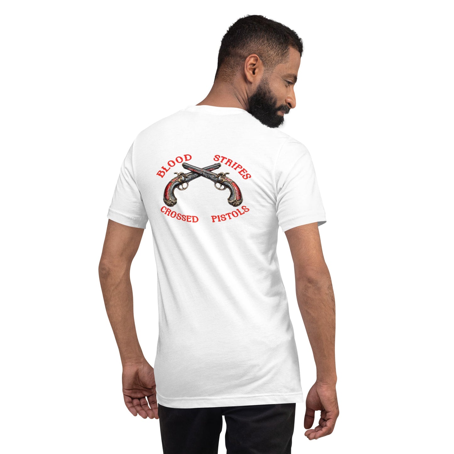 Blood Stripes Crossed Pistols | Back Graphic | Unisex - Smith's Tees