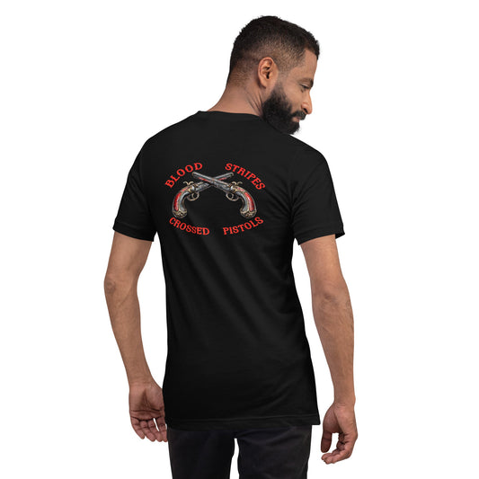 Blood Stripes Crossed Pistols | Back Graphic | Unisex - Smith's Tees