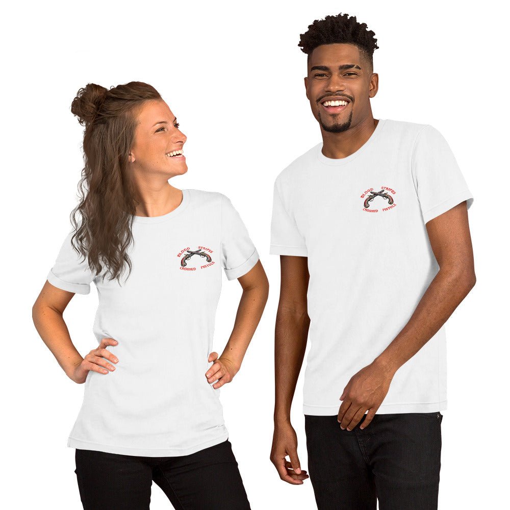 Blood Stripes Crossed Pistols | Chest Graphic | Unisex T-Shirt - Smith's Tees