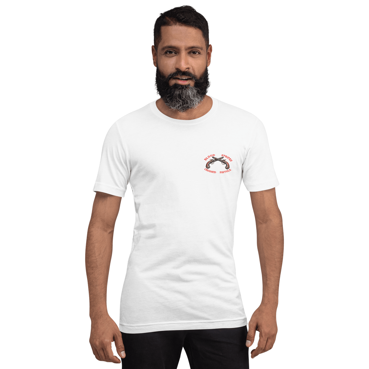 Blood Stripes Crossed Pistols | Promotional Graphic Tee | Unisex - Smith's Tees