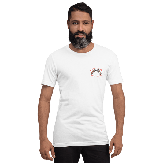 Blood Stripes Crossed Pistols | Promotional Graphic Tee | Unisex - Smith's Tees
