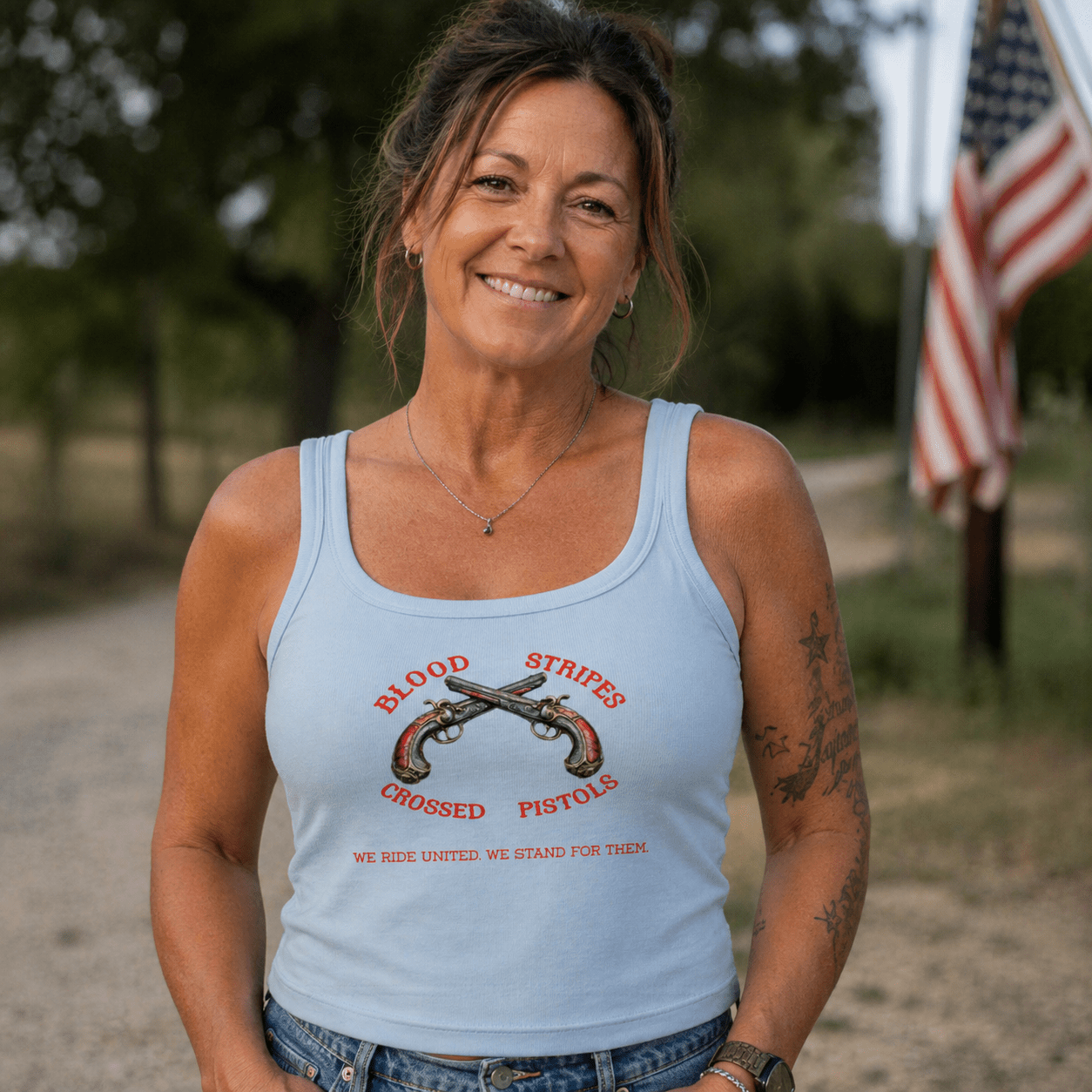 Blood Stripes Crossed Pistols | Women’s Micro - Rib Tank Top - Smith's Tees