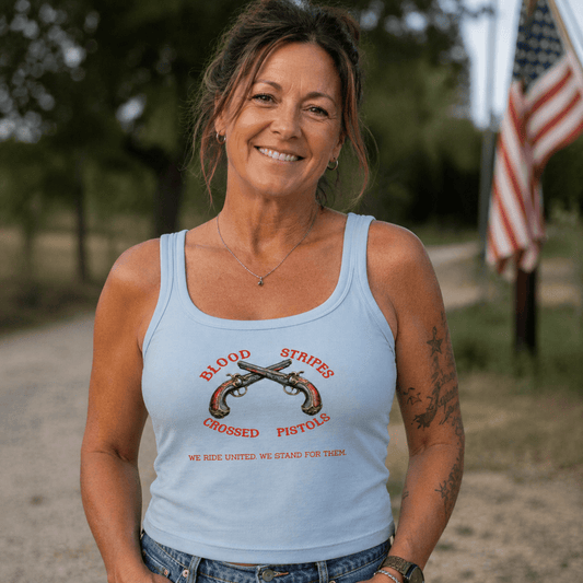 Blood Stripes Crossed Pistols | Women’s Micro - Rib Tank Top - Smith's Tees