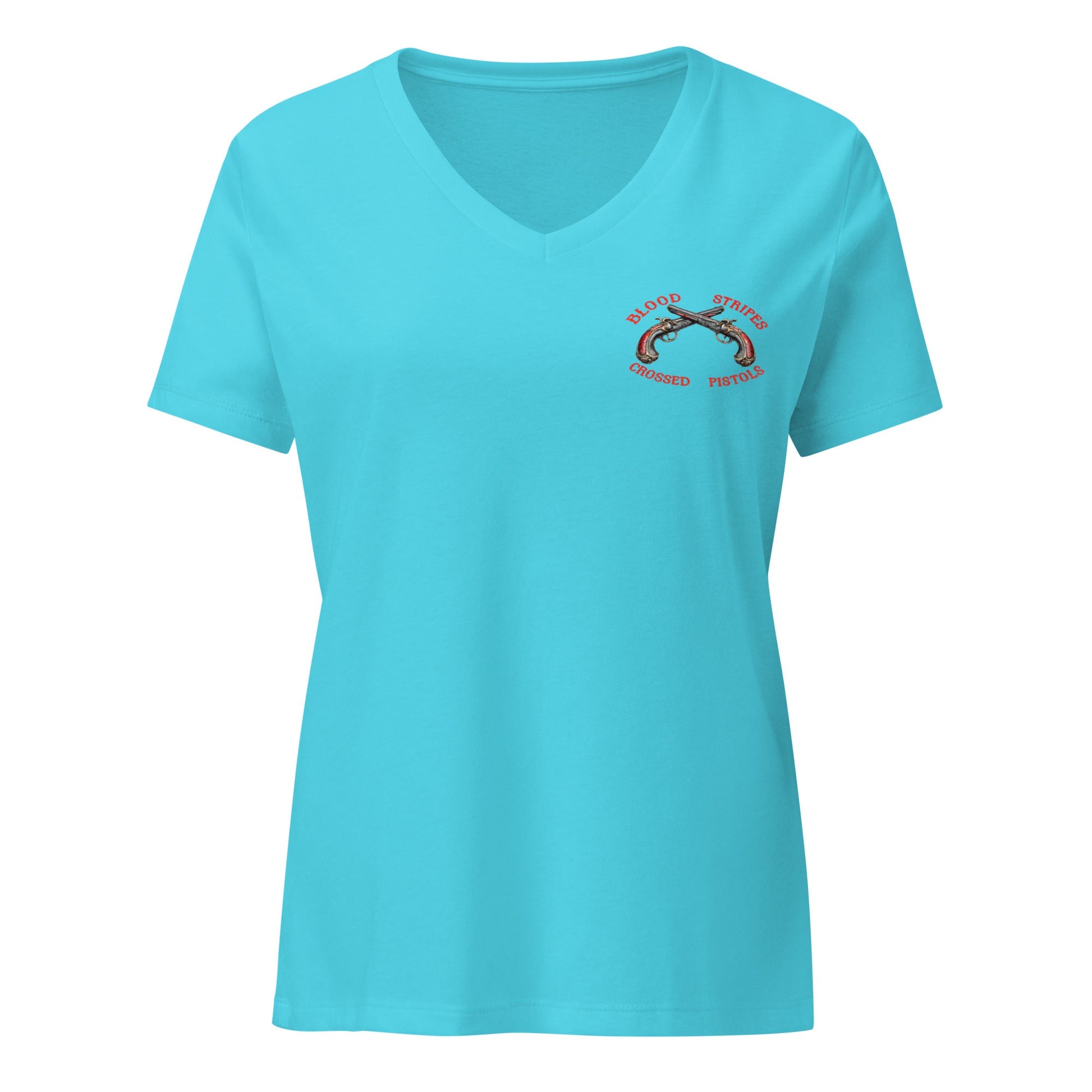 Blood Stripes Crossed Pistols | Women’s Relaxed V - Neck T-shirt - Smith's Tees