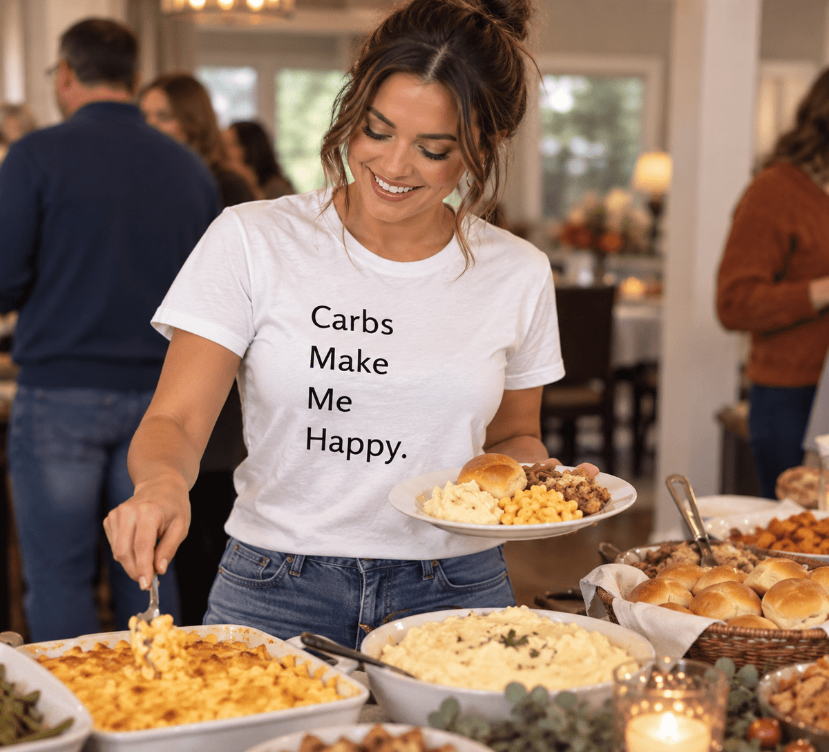 Carbs Make Me Happy - Funny Statement T-Shirt | Foodie Tee - Smith's Tees