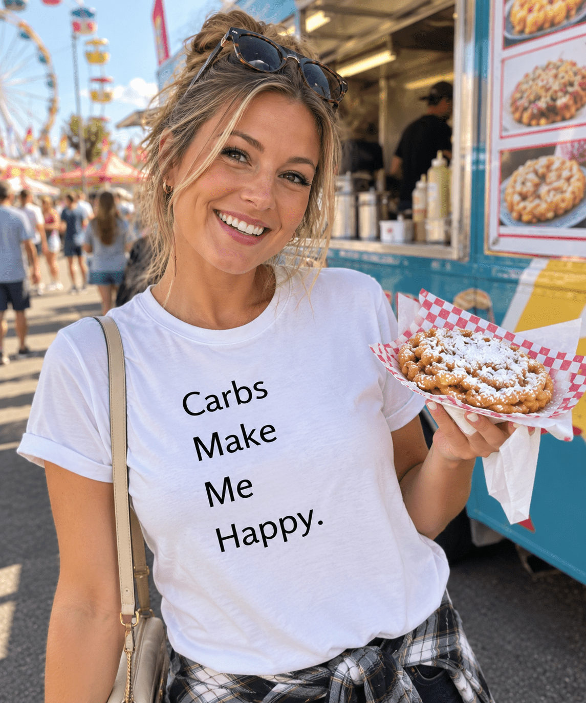 Carbs Make Me Happy - Funny Statement T-Shirt | Foodie Tee - Smith's Tees