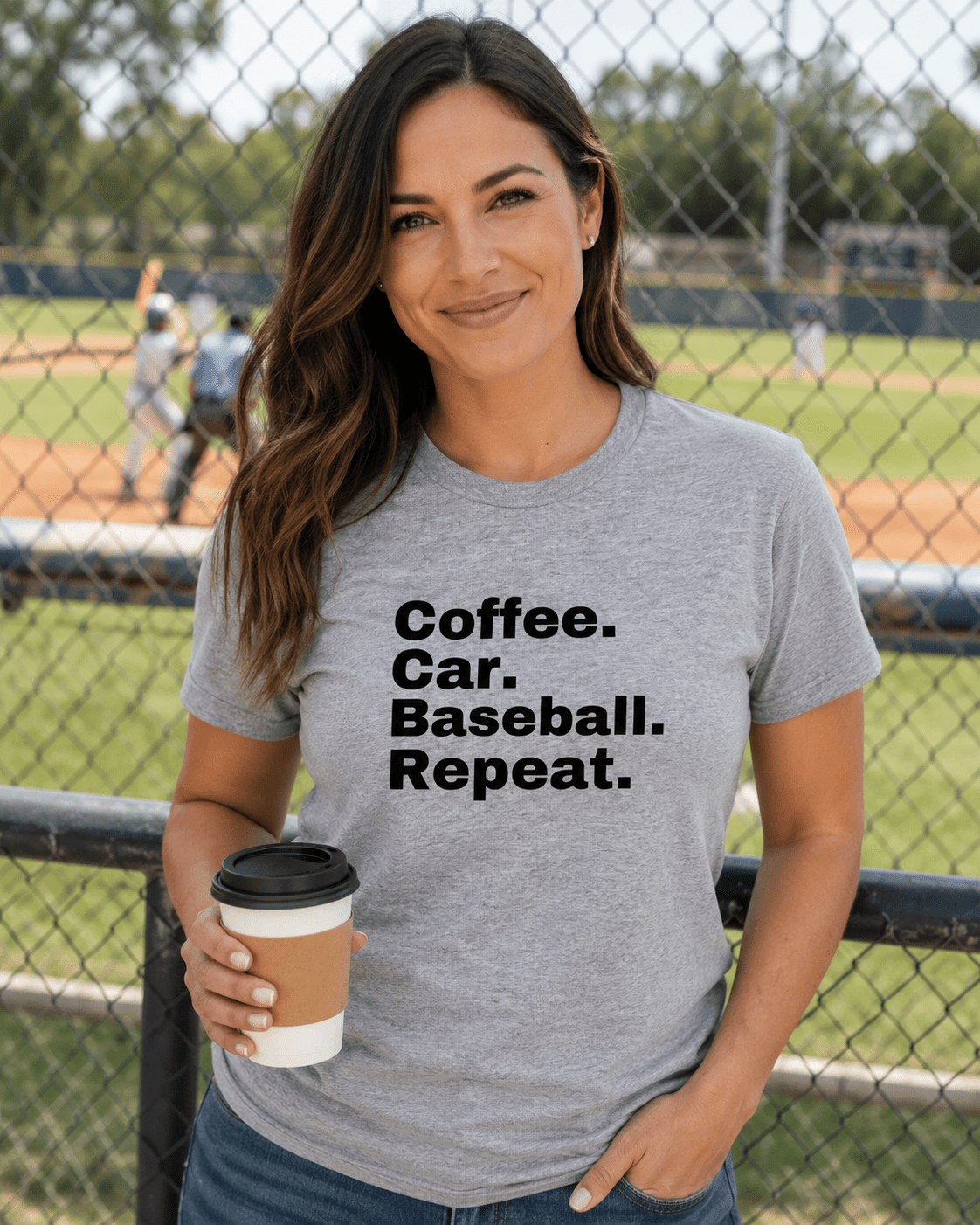 Coffee. Car. Baseball. Repeat. - Sports Statement T-Shirt | Baseball Tee | Unisex - Smith's Tees
