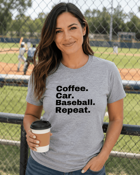 Coffee. Car. Baseball. Repeat. - Sports Statement T-Shirt | Baseball Tee | Unisex - Smith's Tees