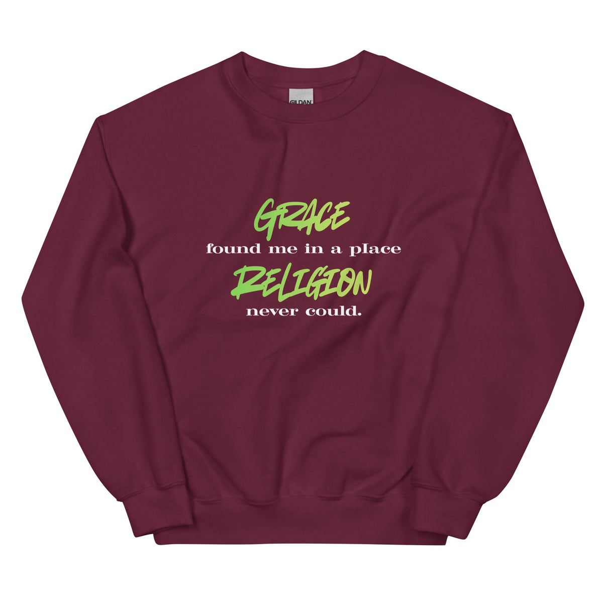 Grace Found Me Sweatshirt - Chartreuse - Unisex - Smith's Tees