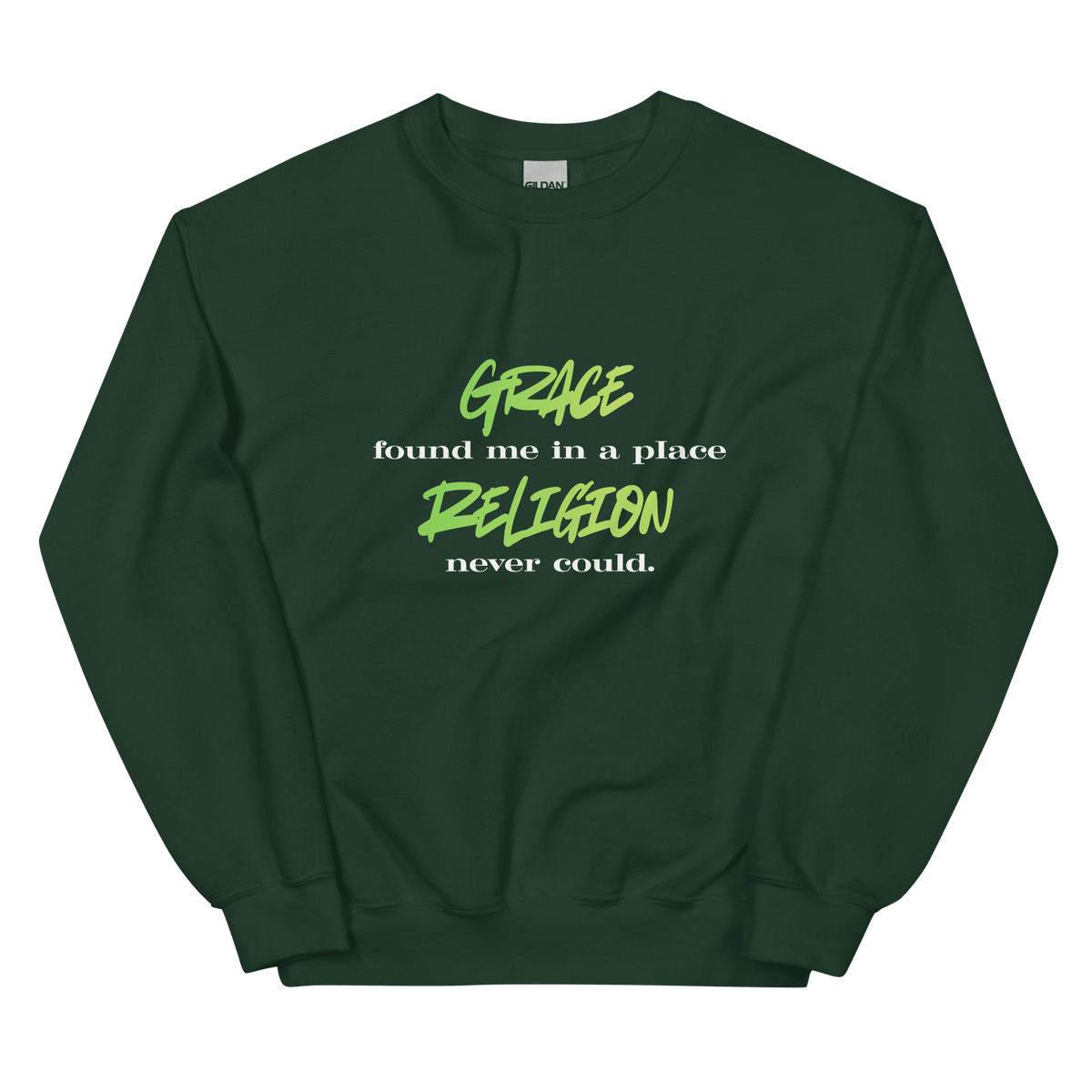 Grace Found Me Sweatshirt - Chartreuse - Unisex - Smith's Tees