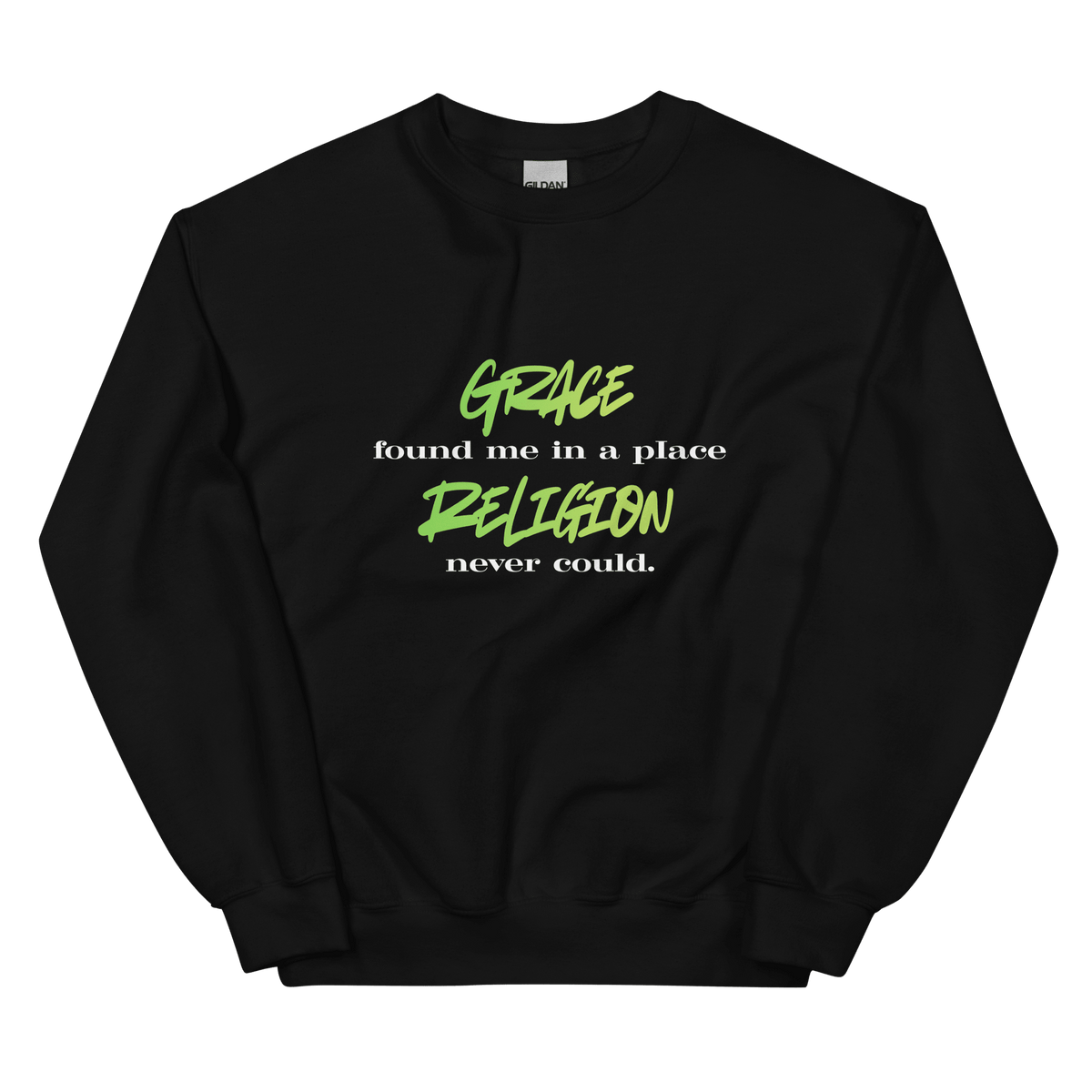 Grace Found Me Sweatshirt - Chartreuse - Unisex - Smith's Tees