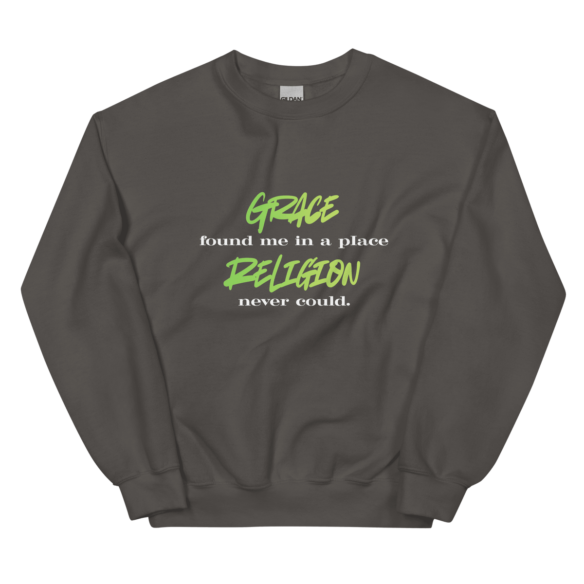 Grace Found Me Sweatshirt - Chartreuse - Unisex - Smith's Tees