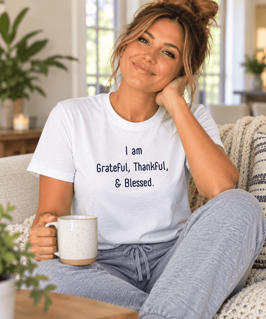 Grateful. Thankful. Blessed. - Faith & Gratitude Statement - Smith's Tees