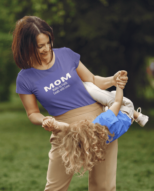 Mom - Walks by Faith. Leads with Love. - Statement Shirt - Women's - Smith's Tees