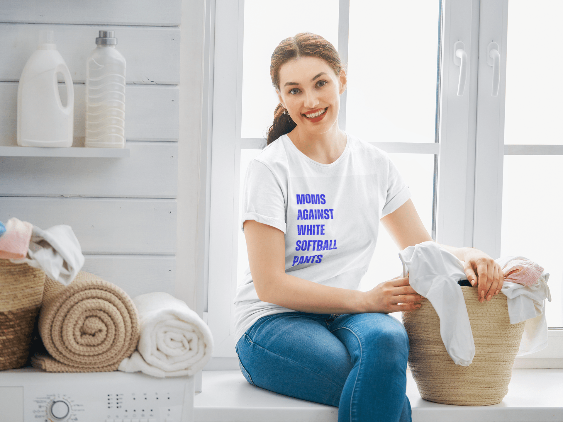 Softball Mom T-Shirt - Moms Against White Softball Pants - Women's - Smith's Tees