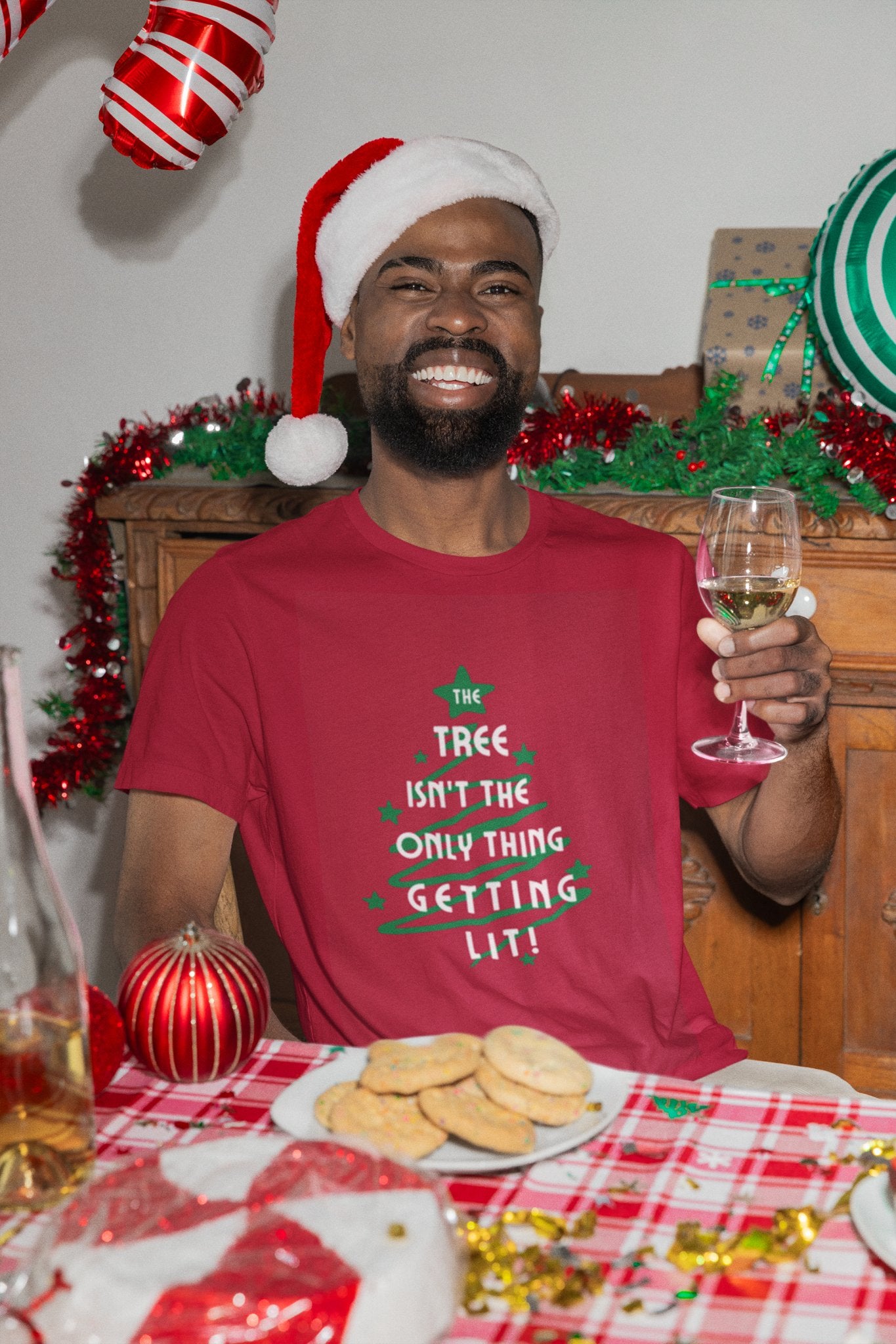 The Tree Isn't The Only Thing Getting Lit - Funny Christmas Statement Tee - Unisex - Smith's Tees