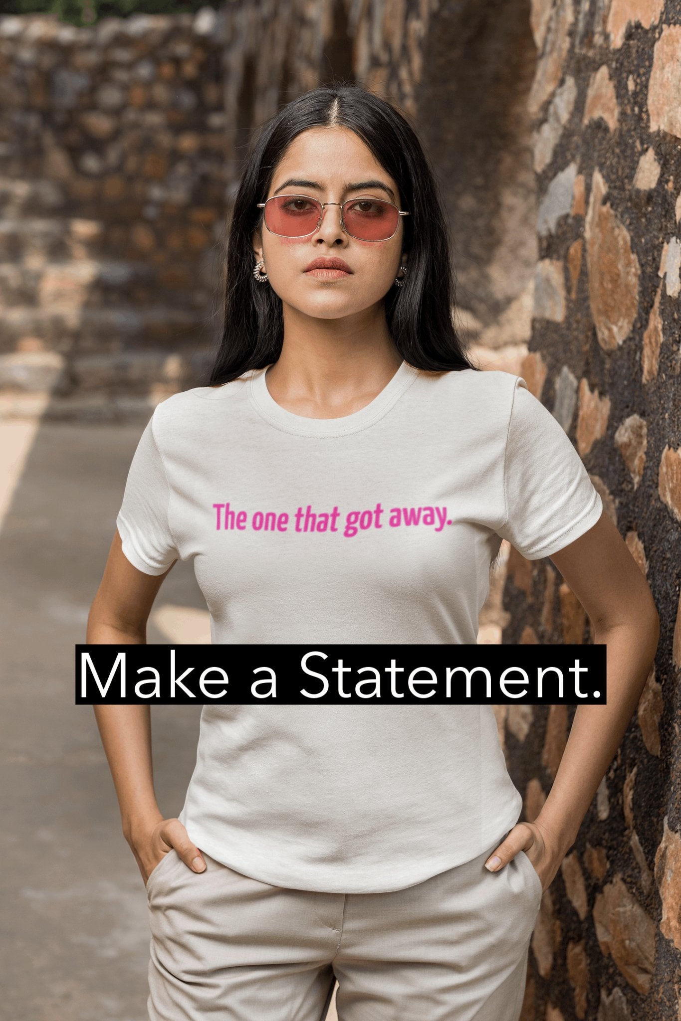 The One That Got Away - Breakup Statement T-Shirt - White/Pink - Ladies - Smith's Tees